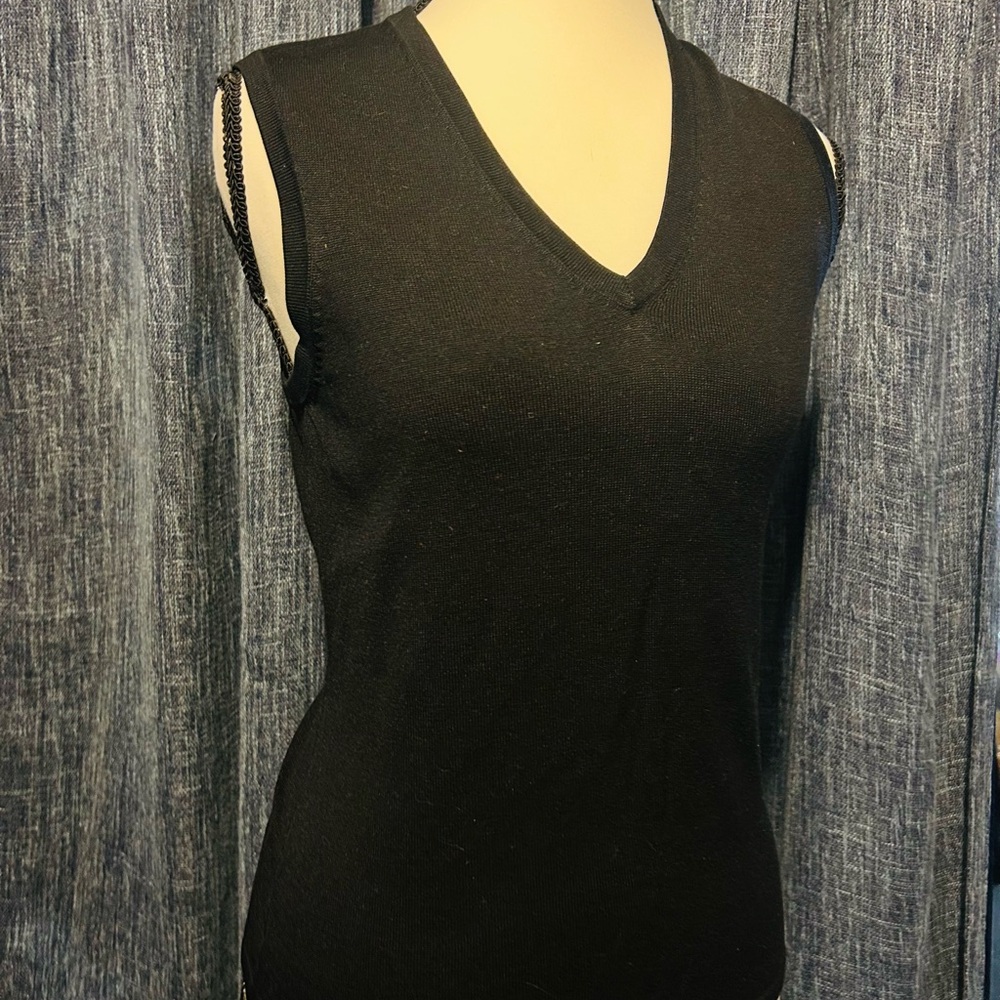 Ralph Lauren: Black V-Neck sweater vest